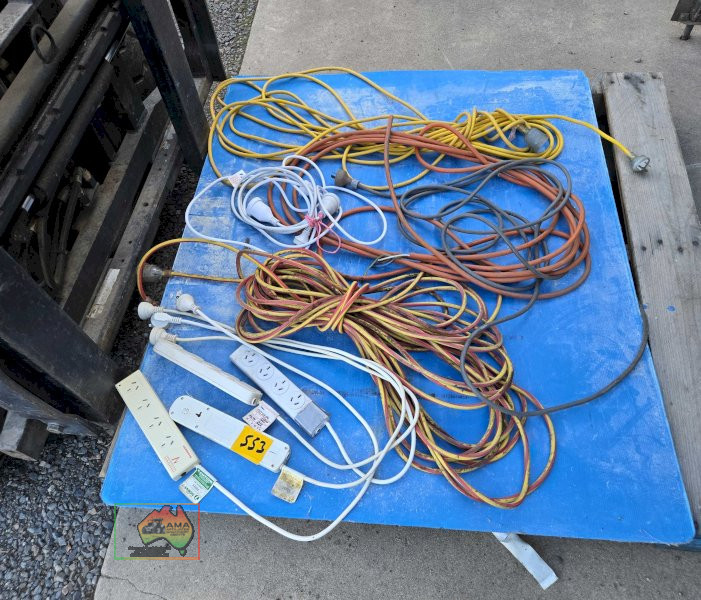 Tub of assorted extension leads and power boards - photo 2