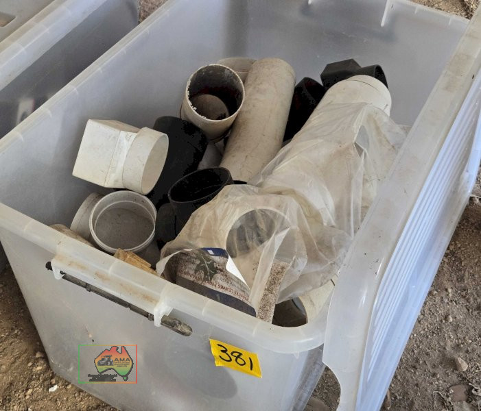 Assorted PVC Fittings in Plastic Tub