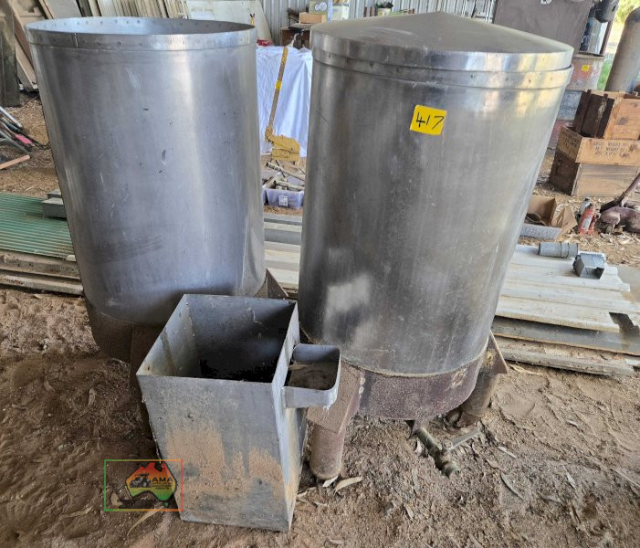 2x Stainless Steel Wine Vats & Square Accumulator