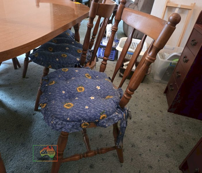 Timber Dining Table with 6 Chairs & Cushions - photo 4