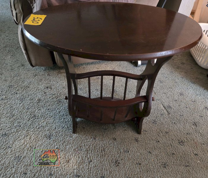 Antique Timber Drinks Table with Magazine Rack - photo 5