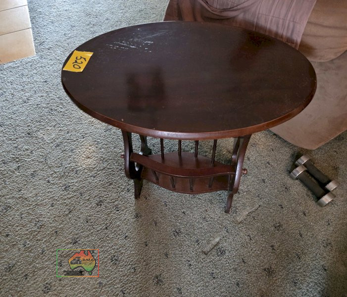 Antique Timber Drinks Table with Magazine Rack - photo 2
