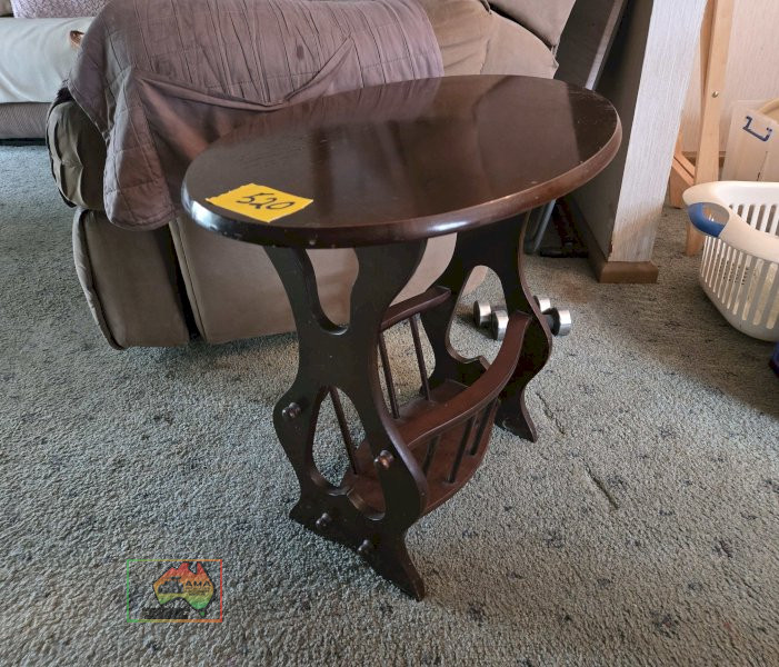 Antique Timber Drinks Table with Magazine Rack - photo 4