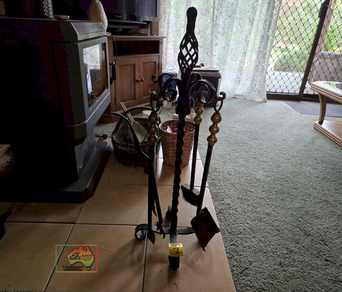 Set of Solid Wrought Iron Fire Tools - photo 2