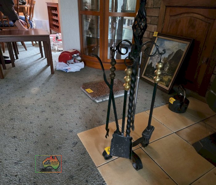 Set of Solid Wrought Iron Fire Tools - photo 4