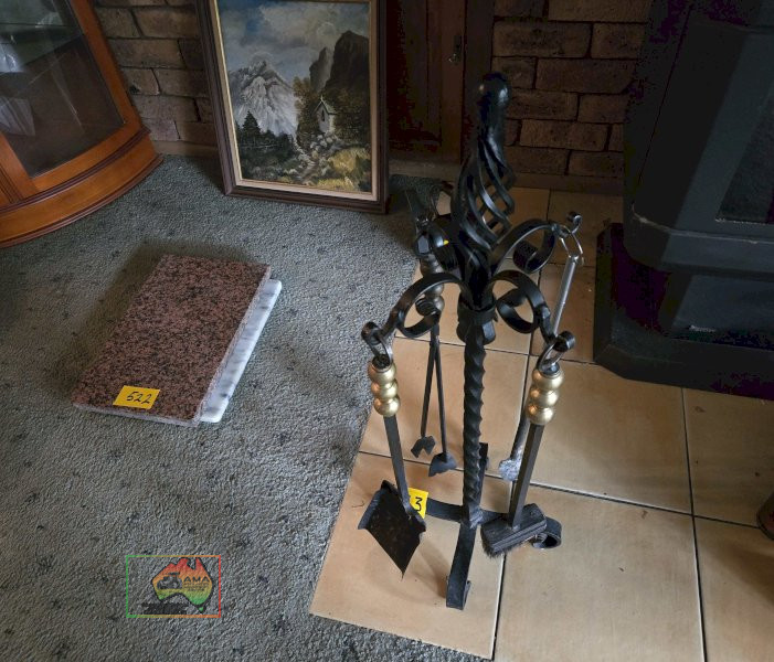 Set of Solid Wrought Iron Fire Tools
