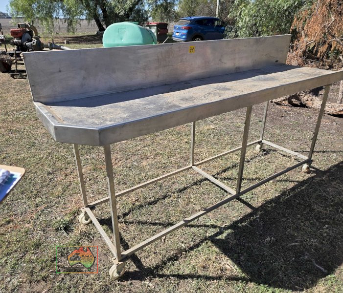 S/steel Food-grade Prep Bench on Castors 8'3"