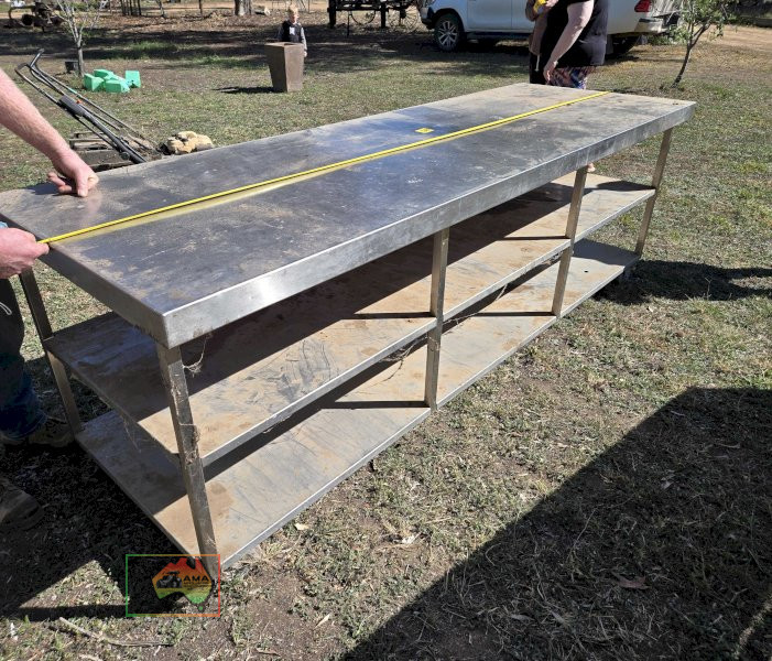 9 x 3ft Food-grade Stainless Prep Bench on Castors