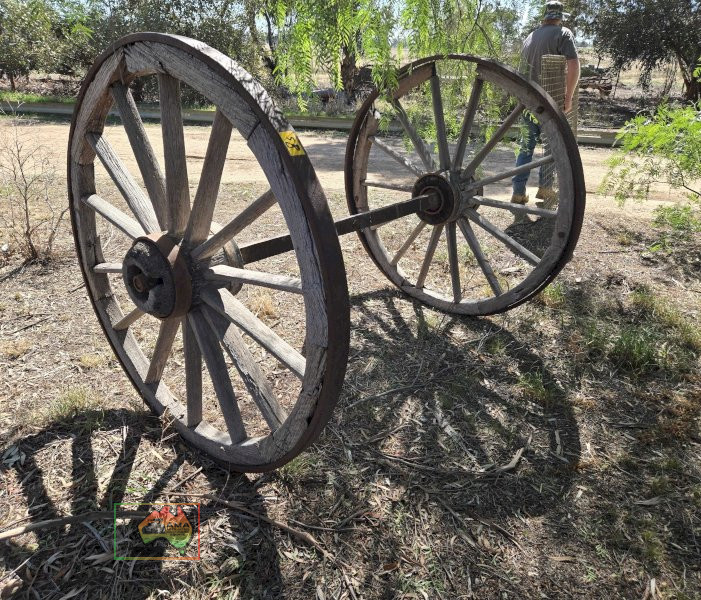 Pair of Wagon Wheels on Axle