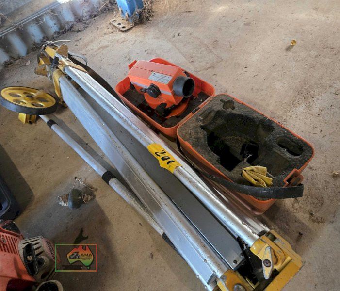 Surveyors Dumpy Level, Tripod & Measure Wheel