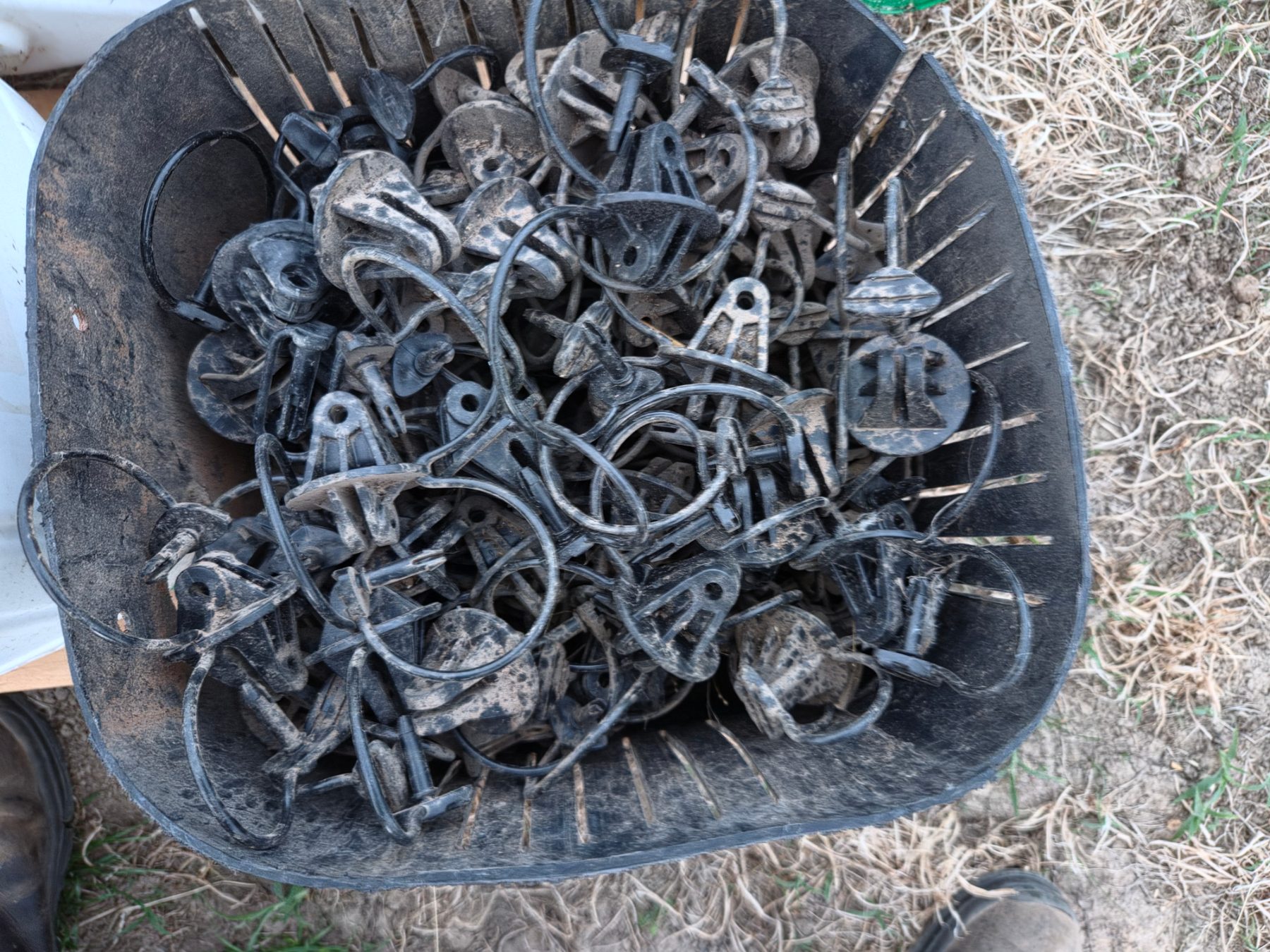 Used - Bucket (A) of Electric Fence Insulators - photo 2