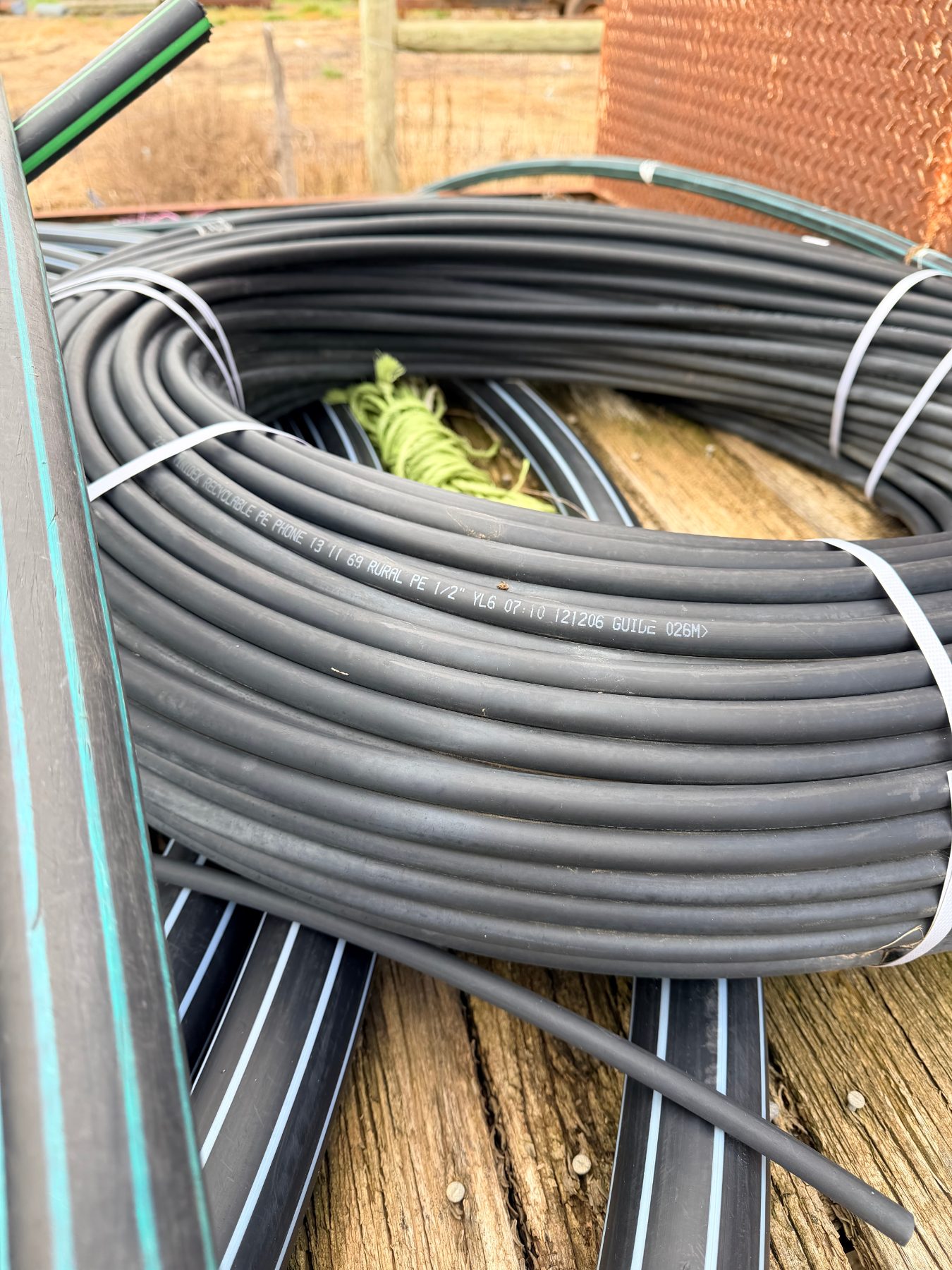 Large quantity of assorted poly pipe