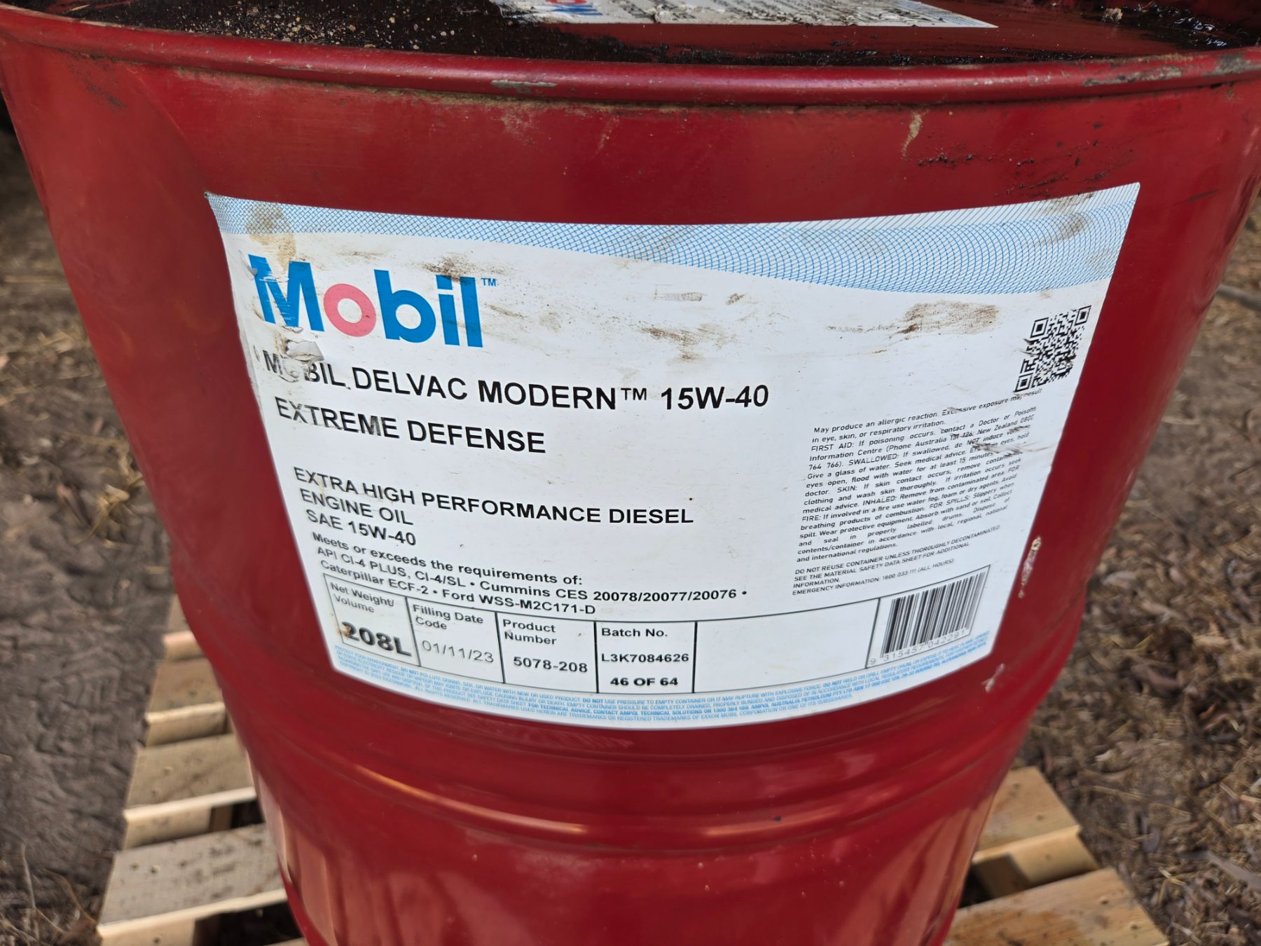 New - 150 Lts of Mobil Delvac 15W40 Diesel Engine Oil - photo 2