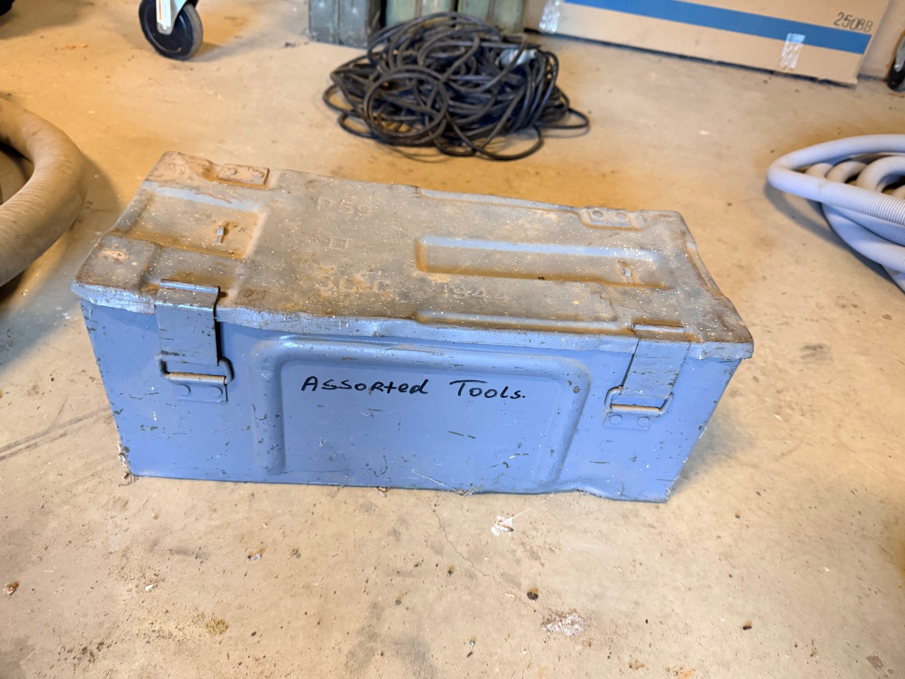 Steel toolbox full of assorted files, snips, punches, and tyre spanners - photo 2