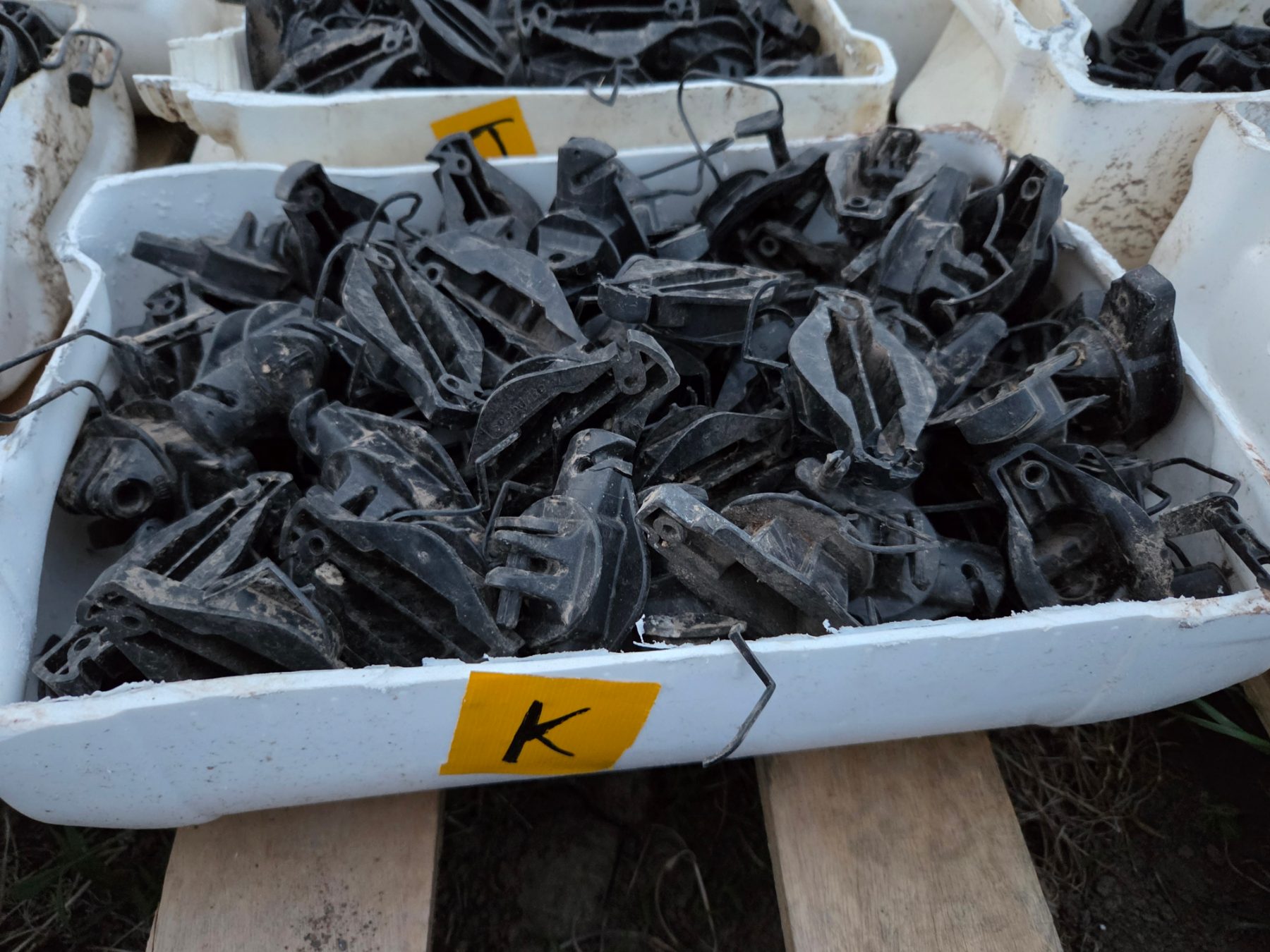 Used - Bucket (K) of Electric Fence Insulators - photo 1