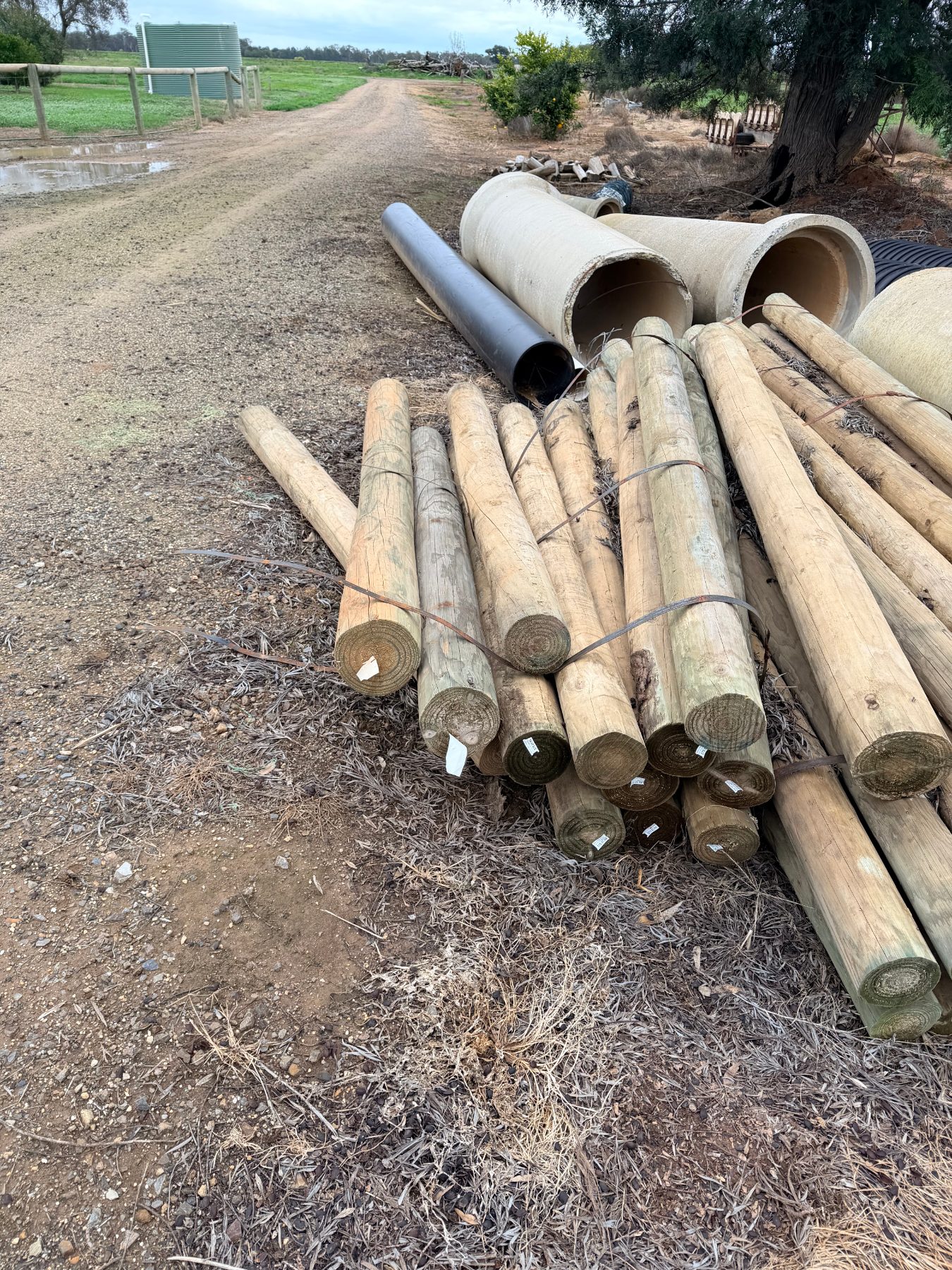 15 x as new 7' treated pine strainer posts