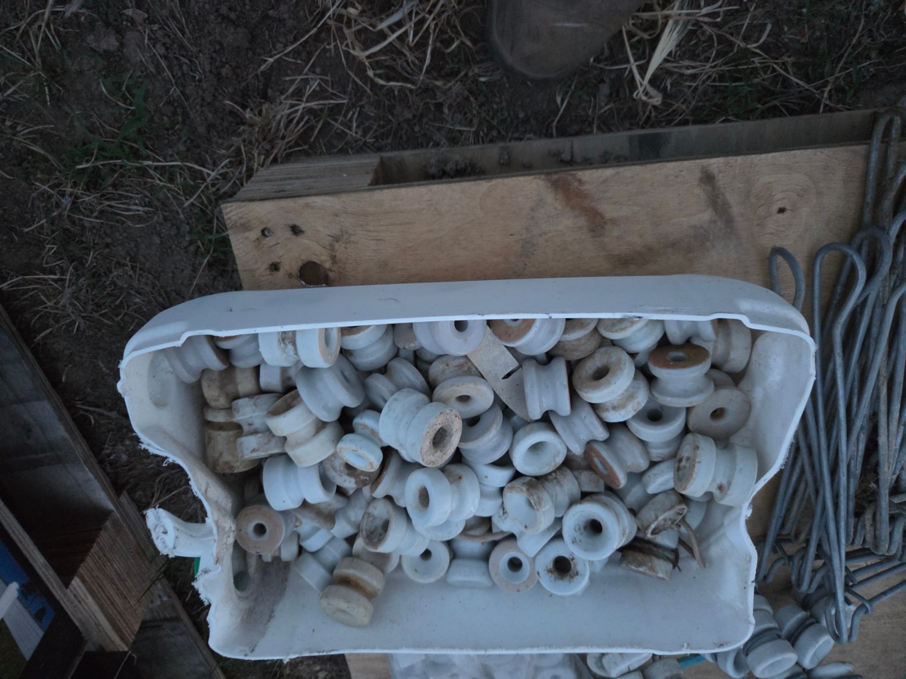 Used - Tub of Elec. Fence Porcelain Insulators - photo 2