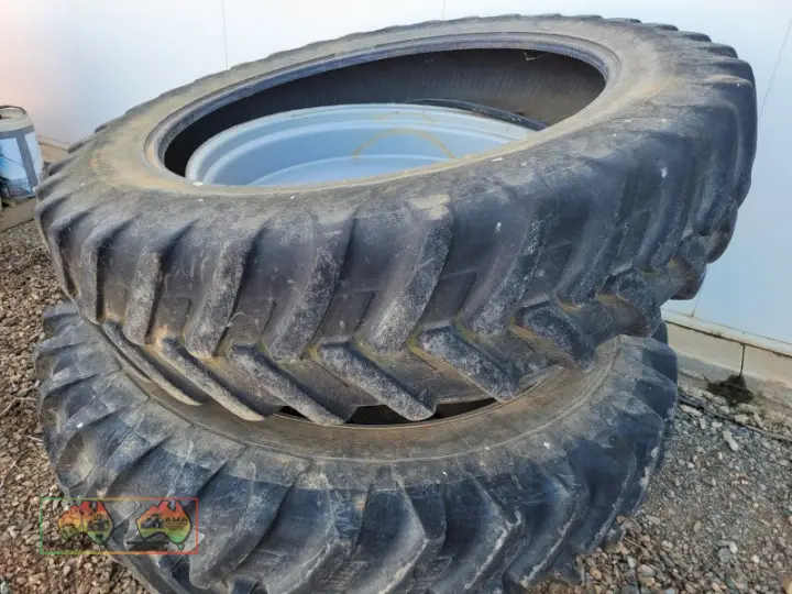 2x Row-crop Tractor Tyres & Rims