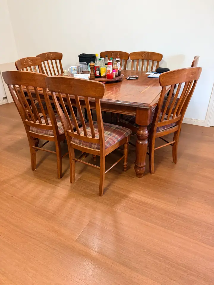 9 piece timber dining setting