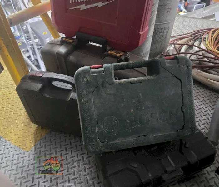 Assorted empty tool carry cases