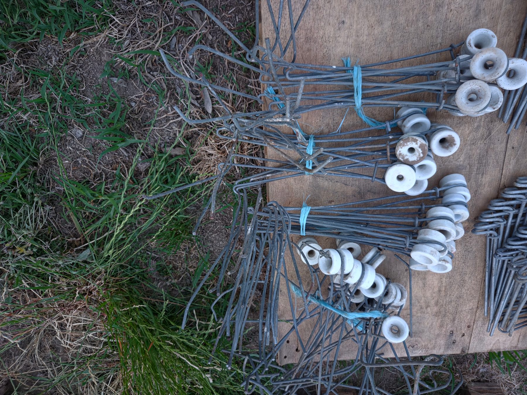 Used - Elec. Fence Stand-off Wires with Porcelain Insulators - photo 2