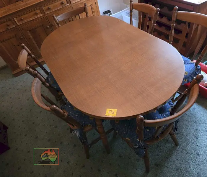 Timber Dining Table with 6 Chairs & Cushions - photo 2