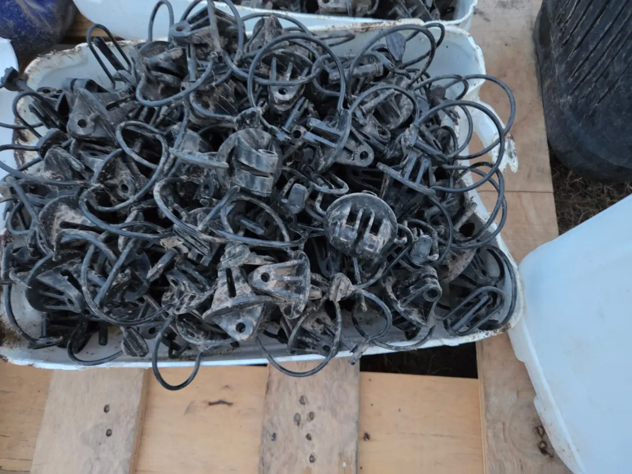 Used - Bucket (G) of Electric Fence Insulators - photo 2
