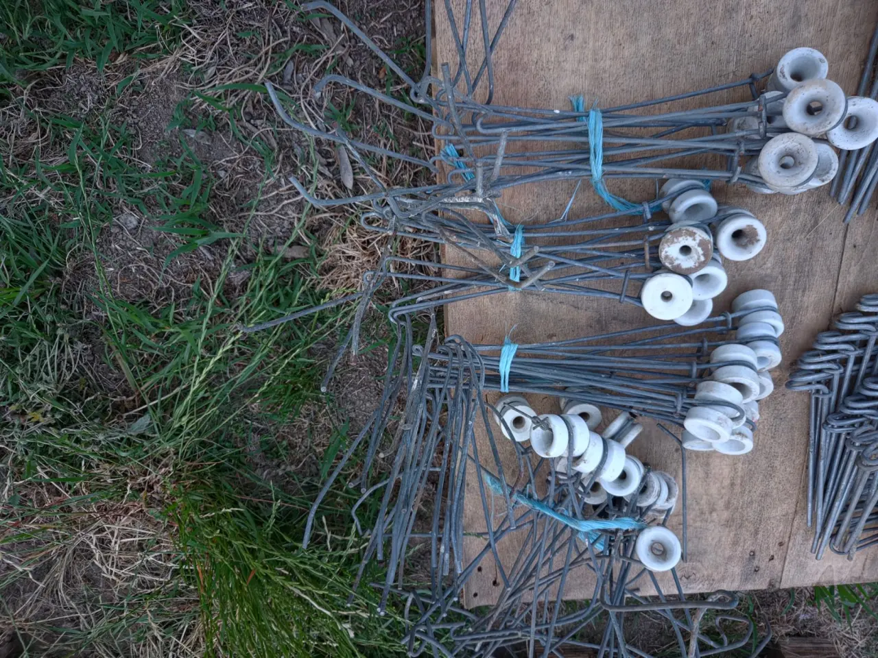 Used - Elec. Fence Stand-off Wires with Porcelain Insulators - photo 2