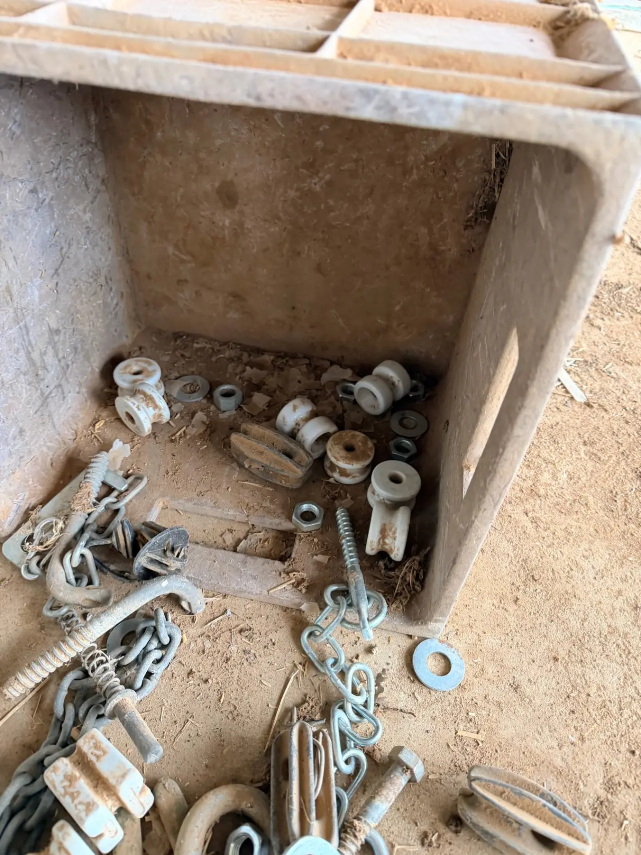 Storage tub full of fencing and gate accessories - photo 3