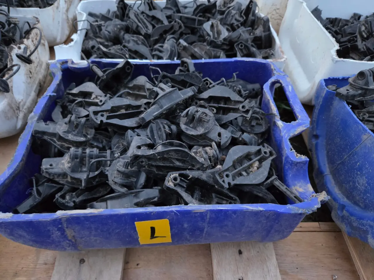 Used - Bucket (L) of Electric Fence Insulators - photo 1