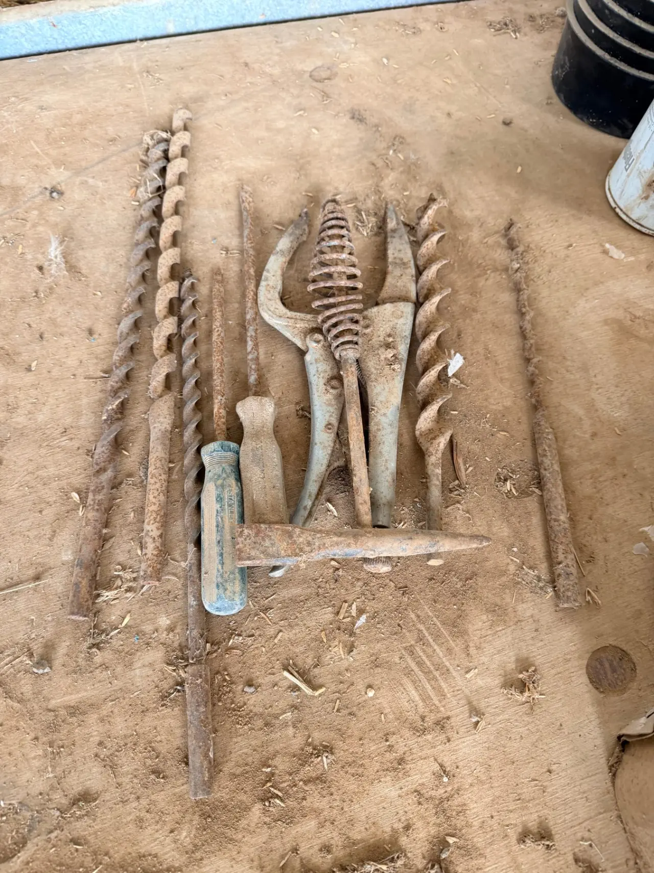 Assorted drill bits, tools, and chipping hammer - photo 1
