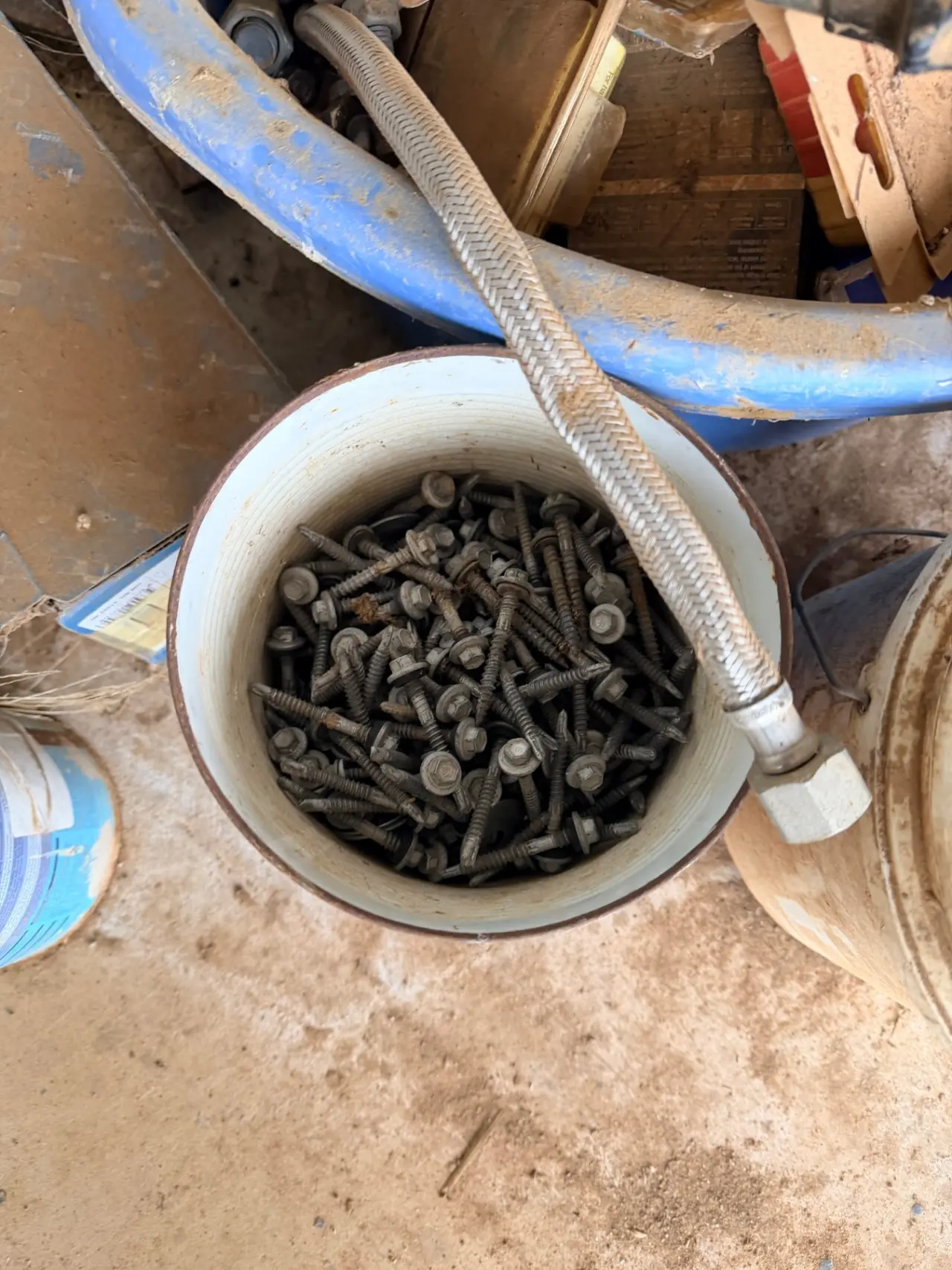 Tub full of assorted nuts, bolts, screws, rivets etc. - photo 5