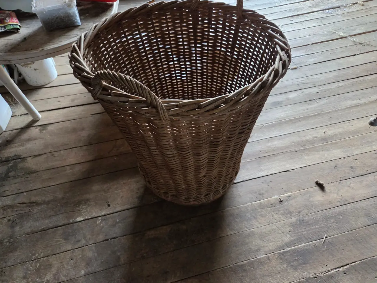 Used - Cane Wool Basket on Trolley Wheels - photo 3