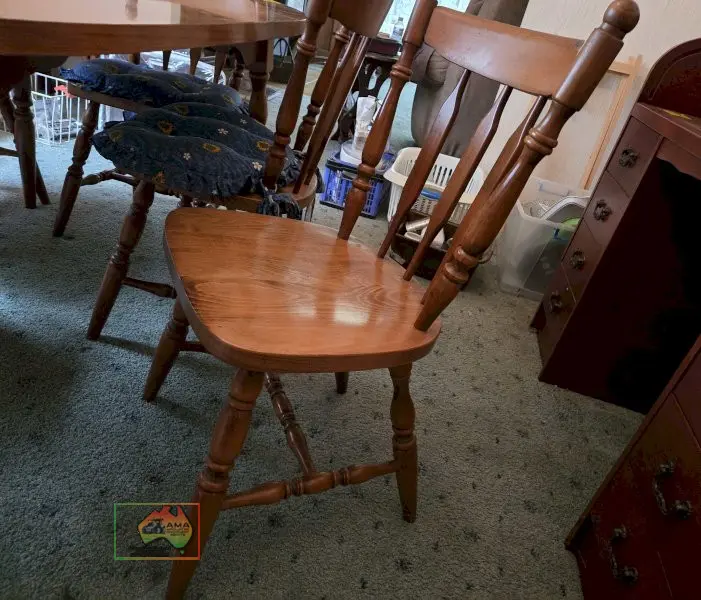 Timber Dining Table with 6 Chairs & Cushions - photo 5