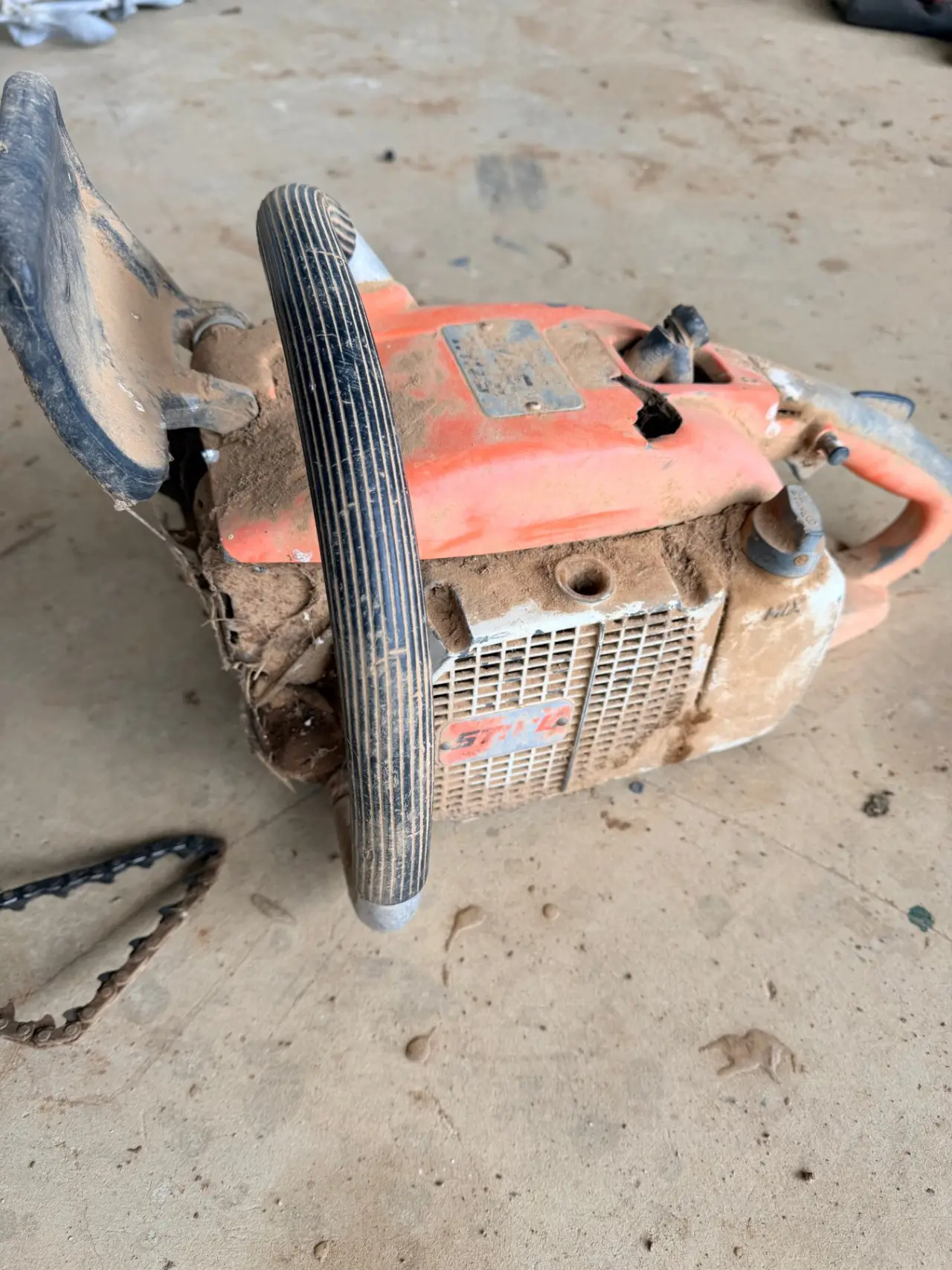 Old Stihl chainsaw and borer attachment - photo 1