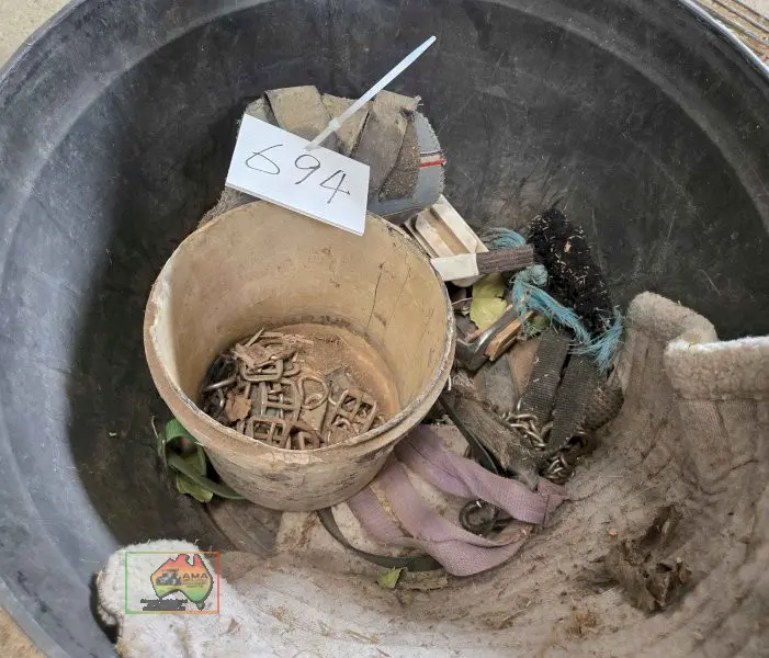 Feed Bucket of Assorted Horse Sundries - photo 1